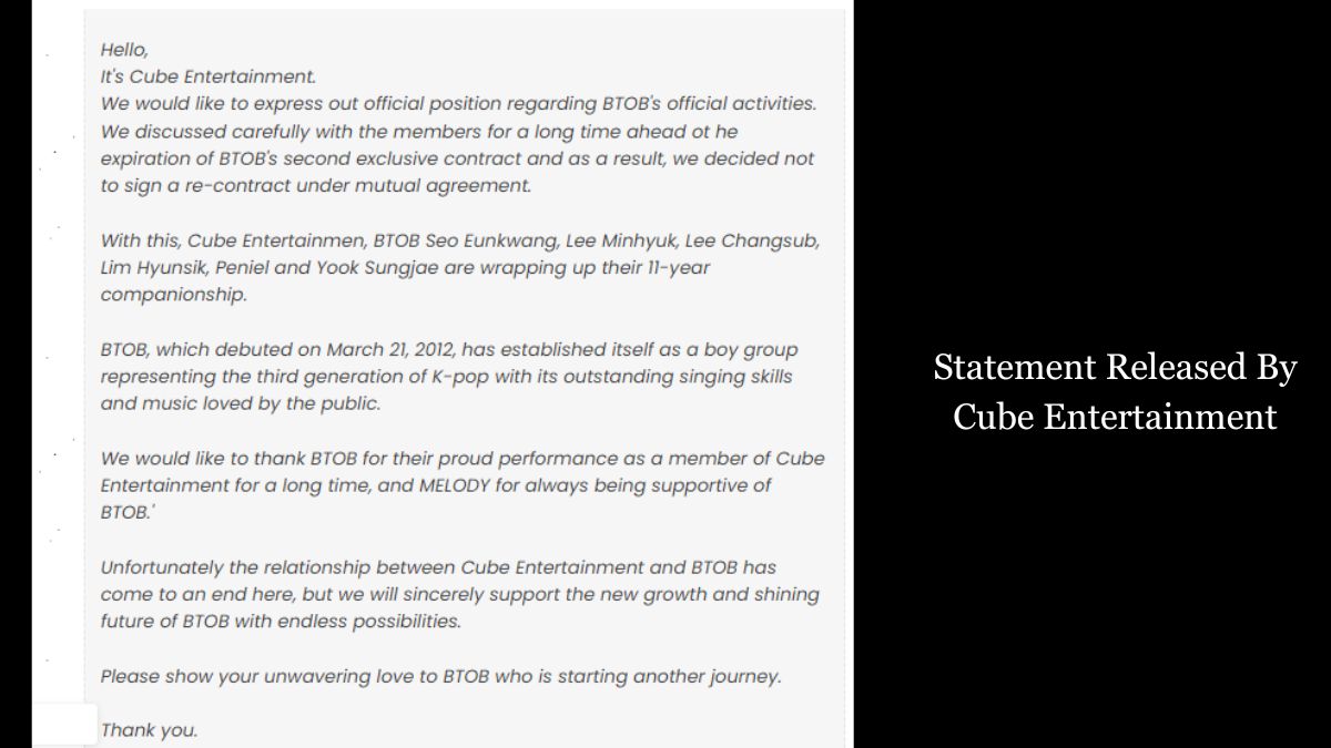 Statement Released By Cube Entertainment