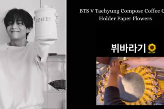 BTS V Taehyung Compose Coffee Cup Holder Paper Flowers